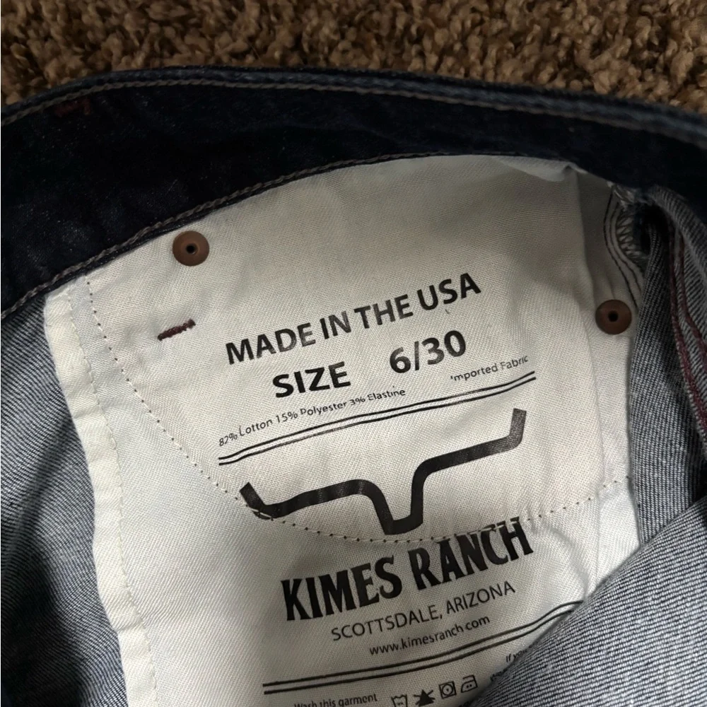 6/30 Audrey Kimes Ranch Dark Indigo Denim Jeans with White Pocket Lining - Picture 4 of 4